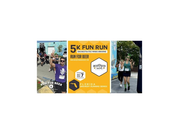 5k Beer Run x Orchestrated Minds | 2026 Florida Brewery Running Series Logo