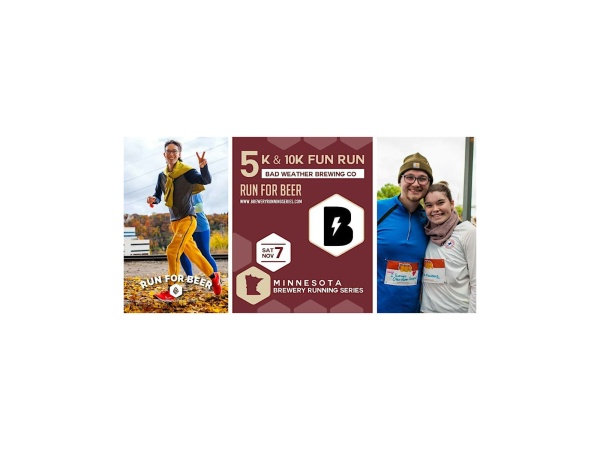 5k and 10k Fun Run x Bad Weather Brewing Co | 2026 MN Brewery Run Logo