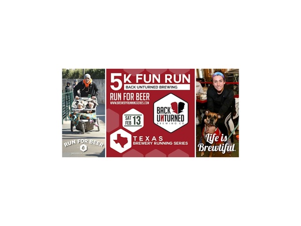 5k Beer Run x Back Unturned Brewing |Texas Brewery Running Series Logo