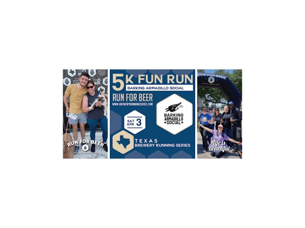 5k Beer Run x Barking Armadillo Social | TX Brewery Running Series Logo